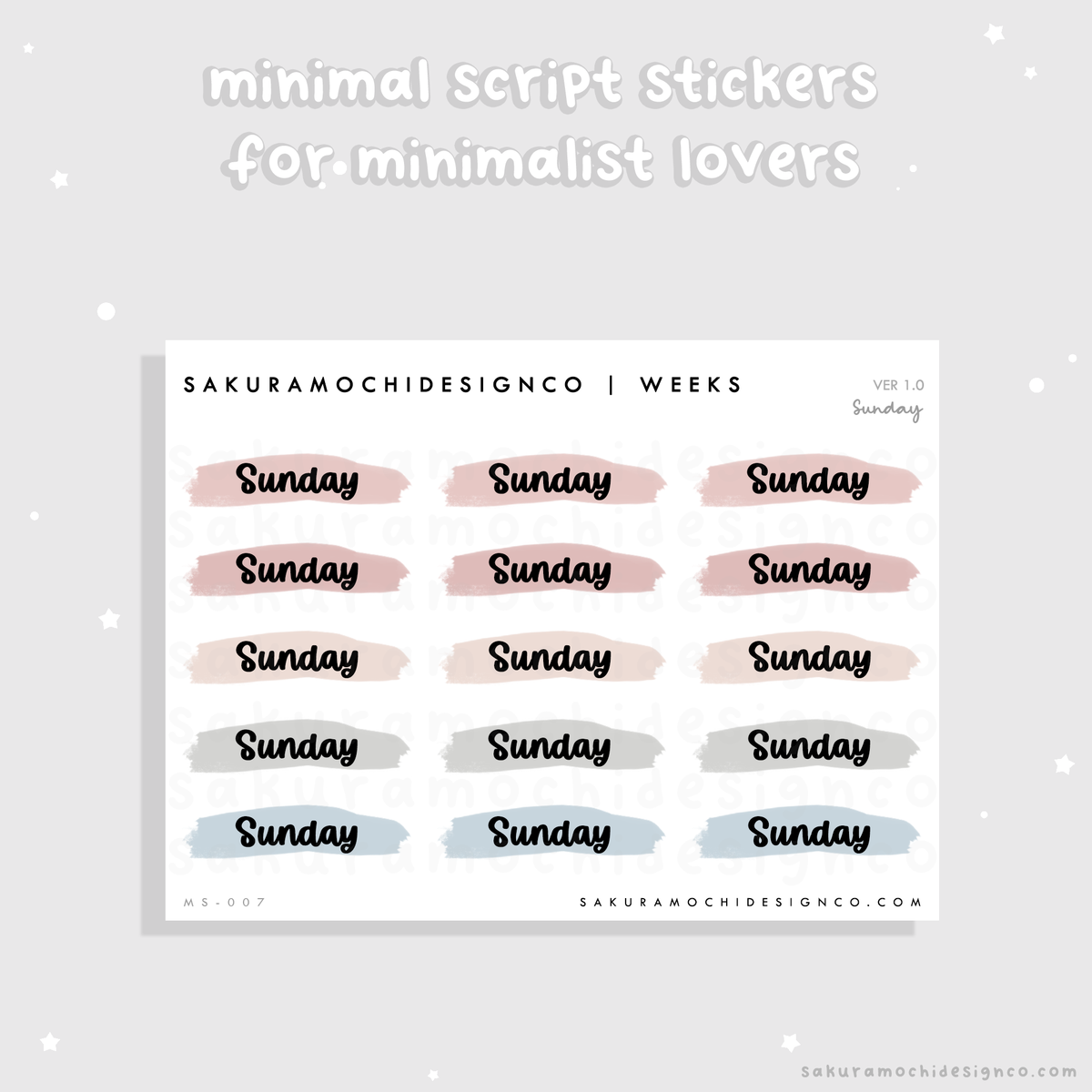 Minimalistic Script Days of the Week Stickers